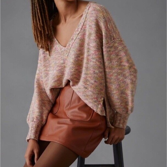 Anthropologie Pilcro Deep V Oversized Slouchy Knit Sweater Top - Picture 1 of 11